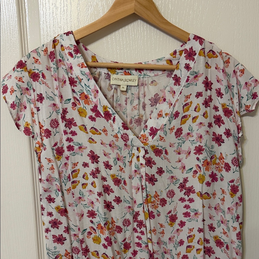 Cynthia Rowley Floral Blouse - White and Red